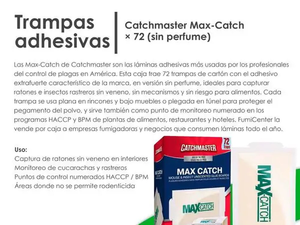 Ficha de las trampas adhesivas Catchmaster publicadas por FumiCenter