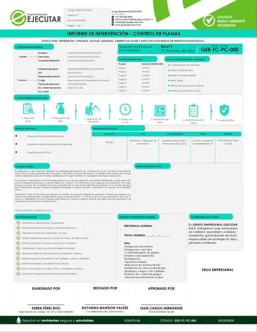 Informe de control de plagas — FumiCenter, Santa Marta